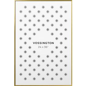 24x36 Frame Gold - Exclusive Thin 24 x 36 Gold Poster Frame For Wall - Aluminum Metal - Fits One 24 by 36 Picture, Poster, Photo, or Puzzle - 36x24 Inch