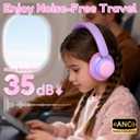 Candy Bila Active Kids Noise Cancelling Headphones, 60H Play Time Kids Bluetooth Headphones, Volume Limited, Bluetooth 6.0, USB C Charging, Headphones for iPad Tablet Airplane,Gradient Pink