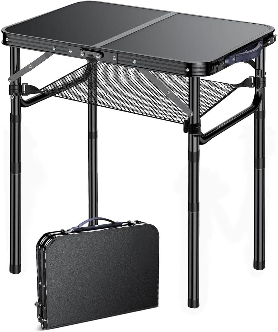 Folding TV Trays Foldable Dinner Tray Table Adjustable Height Food Snack Eating Couch Side Table Study Aluminum Portable Sofa Tray End Table for Outdoor Indoor Camp Picnic Bed Couch Living Room(Black), 24" x 16" x 27"