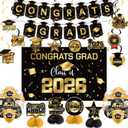 Graduation Decorations 2026 Gold Themed Set - Congrats Grad Banner, Class of 2026 Backdrop, Balloons & Streamers Kit - Complete Party Supplies for High School & College Celebrations
