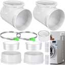 90 Degree Dryer Vent Elbow(2 Pcs),Dryer Vent Duct Connector Kit,90 Degree Dryer Vent Tight-Fit Connector Elbow for 4 Inch Dryer Duct Vent Hose.