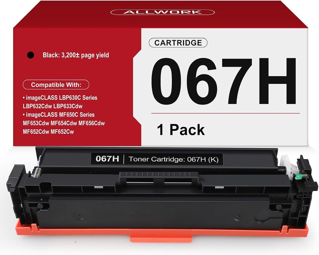 067H 067 Black Toner Cartridge Compatible Replacement for Canon 067H 067 High Capacity Works for Canon Color imageCLASS MF650C MF656Cdw MF653Cdw MF654Cdw LBP630C LBP632Cdw Printer 1-Pack with Chip