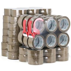 BOMEI PACK 72Rolls Brown Packing Tape with Dispenser, Bulk Box Packing Tape Rolls for Packaging, Shipping and Moving, 2.4Mil 1.88 Inch x 60 Yard