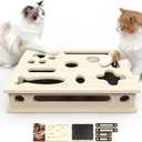 Cat Scratch Puzzle Enrichment Box, Large Solid Wood Construction Cat Nail File Enrichment Box with Sandpaper Inside, Cat Nail File Box Stress Free Alternative to Clippers and Grinders(No Bell Ball)