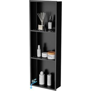 36x12 Inch No Tile Needed Shower Niche - 304 Stainless Steel Niche Shower with 3- Tier Shelves Recessed Wall Niches for Bathroom Storage,Matte Black
