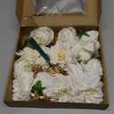 Artificial Flowers Combo, Faux Silk Dahlia Roses Bulk, Fake Bouquet with Stems Box Set for Wedding Arrangements Bridal Floral Baby (Brilliant White, The Minimalist)