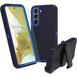 for Galaxy S22 5G case,Samsung S22 Heavy Duty case,[Military Grade Protective ],[Shockproof] [Dropproof] [Dust-Proof], Compatible with Samsung Galaxy S22 5G (Dark Blue)