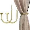 Quality Curtain Holdbacks, Solid Steel Curtain Holdback with Disk Finial,Electroplate Finishes, Set of 2 Window Curtain Tieback Hooks,Brass Brushed