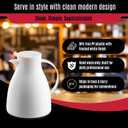 TableCraft 12663, 34 oz (1 L) Plastic Coffee Carafe with Glass Liner, White Frosted Vacuum Insulated Coffee Dispenser with Push Press Lid, Lightweight, Ideal for Diners, Cafes & Restaurants