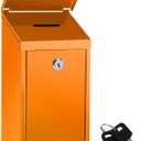 Metal Donation Box Suggestion Box with Slot and Lock Waterproof Wall Mounted Mailbox Charity Collection Box Secure Drop Box for Cash Home Office Outdoor (Orange)