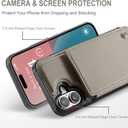 Vinich for iPhone 16 Plus Wallet Case with Card Holder, RFID Blocking Credit Slots Kickstand Shockproof Phone Cover Fit for iPhone 16 Plus 6.7" Gray