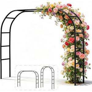 Metal Pergola Arbor 7'6"Wide x 6'5'High/4'6"Wide x 7'10"High,Assemble Freely 2 Sizes,Wide Wedding Garden Arbor Bridal Party Decoration Arbor