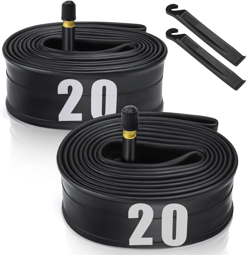 2 Pack 12"/14"/16"/18"/ 20"/ 22"/24"/ 26"/27.5"/28"/29" x1.75/1.95/2.10/2.125 Bicycle Tube with 2 Tire Levers, with 32mm AV Schrader Valve, Inner Tube for Kids/Road/MTB Bike (2 of One Size)