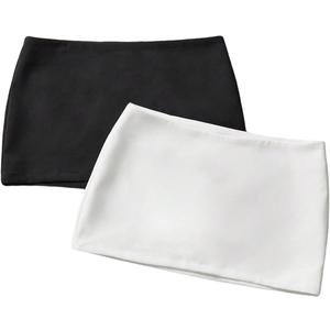 SweatyRocks Women's 2 Pack Pencil Mini Skirts with Underneath Shorts Skort (Black, L)