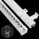 Super Heavy-Duty Ceiling Curtain Track Easy to Install Smooth Sliding Curtain Track Ceiling&Wall Mount Room Divider Curtain Track for Living Room Bedroom Shower Divider, White, 3FT To 12FT