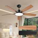 TALOYA 52 Inch Black Ceiling Fans with Lights Led Remote Control Flush Mount Low Profile for Bedroom Living Dining Room Outdoor Farmhouse Patio,Reversible,DC Motor,Diammable,Buzzer ON/Off,5 Blades