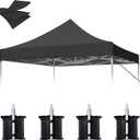 10x10 Canopy Replacement Top, 500D Heavy Duty Waterproof Canopy Replacement Top for Peak Pole Straight Leg Frame, Pop Up Canopy Tent Cover with UV Protection Coating, 4 Sandbags, Top Only (Black)