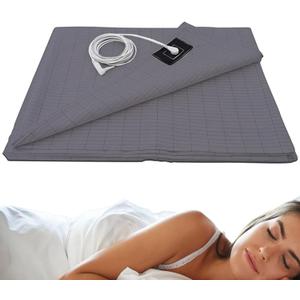Grounding Sheet 28x52in Soft Earthing Sheet Breathable Grounding Bed Sheet with Cable Conductive Foldable Earthing Mat for Better Sleep Stress Relief Fitted Sheets, 27.95x51.97inch