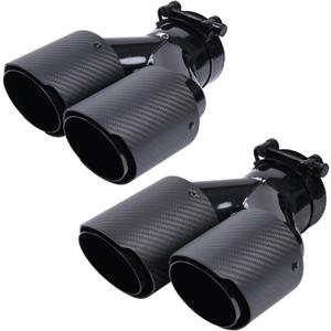 2-Pack Carbon Fiber Dual Exhaust Tips 2.5" Inlet to 3.5" Outlet, Universal Tailpipe 2.5 Inch Exhaust Muffler Tips (Matte)
