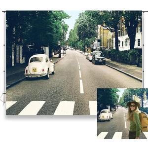 7x5ft Music Band Backdrop for Photography Street Background Vintage Cars Backdrops Party Decor Supplies Photo Shooting Props KU702