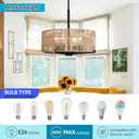 4-Light 17.7" Rattan Boho Farmhouse Chandelier Pendant Light, 17.7in,4L