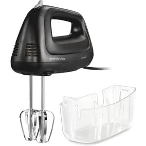 Proctor Silex Easy Mix 5-Speed Electric Hand Mixer with Bowl Rest, Compact and Lightweight, 215 Watts of Peak Power, Storage Case, Black (62512)