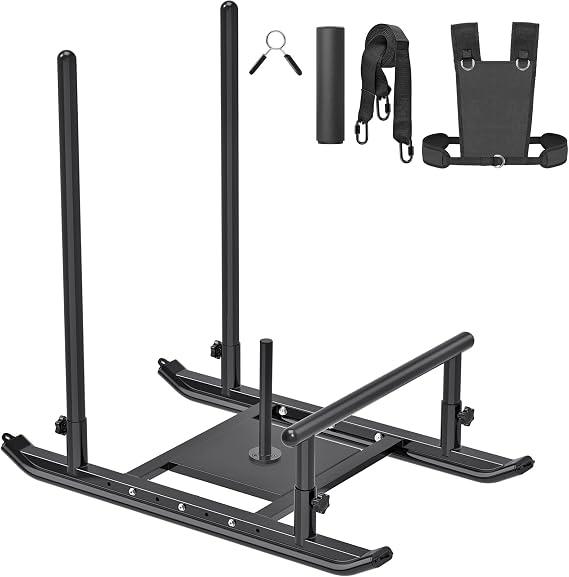 Dolibest Weight Sled, Fitness Sled, Workout Sled for Fitness Strength Training and Speed Improvement, Push-Pull Prowler Training, Suitable for 1-2" Weight Plates, Black