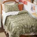 Bedsure Twin/Twin XL Comforter Set - Olive Green Bed Set, 2 Pieces Cute Floral Bedding, 1 Soft Reversible Botanical Flowers Comforter and 1 Pillow Sham