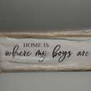 Home Is Where My Boys Are Wood Plaque Sign - 40 x15 Inch Rustic Wall Art for Living Room, Bedroom, Farmhouse Wall Decoration, Ready to Hang Family Decor (White)