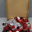 5FT Christmas Trees with 90 Lights, Collapsible Artificial Sequin Pop Up Christmas Tree, Tinsel Slim Pencil Christmas Tree for Home Holiday Fireplace Party Indoor Outdoor Xmas Decorations (Sliver&Red)