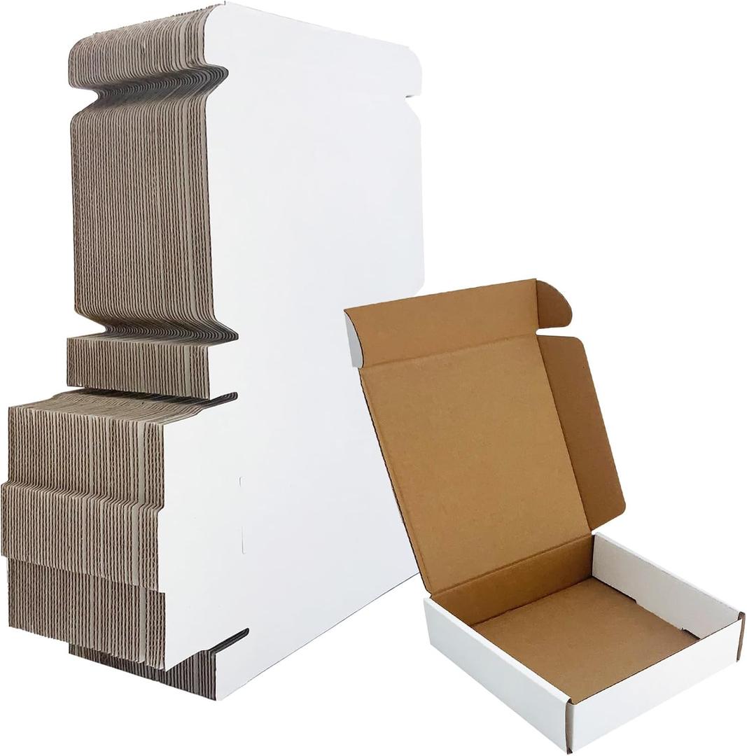 6x6x1.5 inch White Shipping Boxes 50 Pack, Small Corrugated Cardboard Mailer Boxes Bulk for Packaging Business Mailing GiftMini Mailer Boxes for Packaging Supplies Business Present