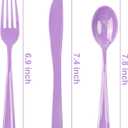 WDF 160 Piece Purple Plastic Silverware - Heavy Duty Purple Silverware Includes 80 Forks, 40 Spoons, 40 Knives, Lavender Plastic Utensils Perfect for Wedding, Party