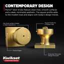 Kwikset Pismo Interior Privacy Door Knob with Lock, Door Handle for Bathroom and Bedroom, Satin Brass, Square, Keyless Turn Lock Doorknob, Microban Protection