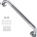 16 Inch Anti Slip Shower Grab Bar, Munzong Stainless Steel Bathroom Grab Bar, Satin Brushed Nickel Knurled Bathroom Balance Bar, Safety Hand Rail Support Handicap Elderly Senior Assist Bath Handle