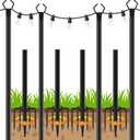 LETIANPAI 4 Pack String Light Poles,10 Ft Light Poles for Outside String Lights,Outdoor Lights Pole with Fork,Metal Poles Stand for Patio Deck Backyard
