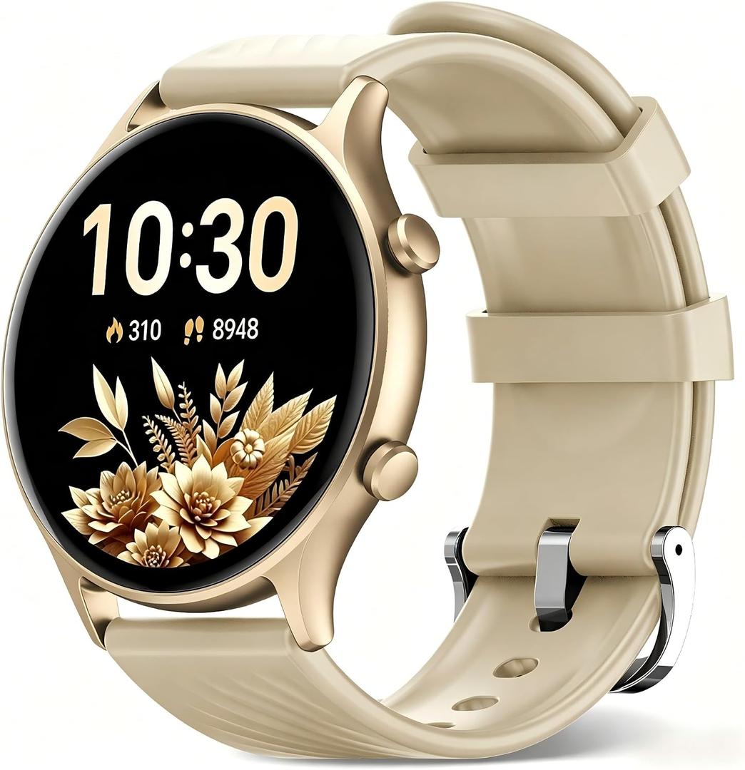 WalkerFit Smart Watch for Women/Men, 1.39" Smartwatch for Android Phones & iPhone, Fitness Tracker with Heart Rate/SpO2/Sleep Monitor, 120+ Sport Modes, Answer/Make Call Round - Light Gold