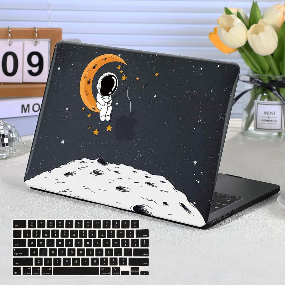 Funut for MacBook Pro 14 inch Case M5 2026 M4 2025 M3 M2 M1 2024-2021 A3427 A3426 A3434 A3112 A3185 A3401 A2918 A2992 A2779 A2442, Printed Plastic Hard Shell Case & Keyboard Cover,Astronaut