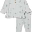 Jessica Simpson baby-girls Jessica Girls' 2pcs. Set (0-3 Months, Blue Floral)