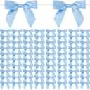 Christmas Twist Tie Bows, 100 Pcs Satin Twist Tie Bows for Treat Bag Satin Ribbon Tie Bows for Tying Up Packages Present Bags Bakery Candy Bags Decorating Ribbon Bow Gift Wrap Bows (Dusty Blue)