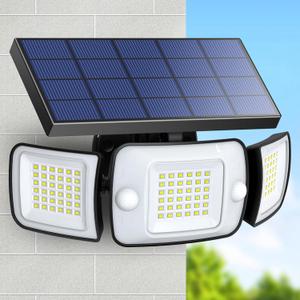 intelamp Solar Outdoor Lights,6000mAh Motion Sensor with Dual Sensors,Waterproof Solar Flood Lights 270Wide Angle for Outside with 3 Modes (1 Pack)