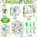 350 Pcs Family Reunion Paper Plates and Napkins Set 9 Inch 7 Inch Disposable Durable Dinnerware Gathering Tree Party Supplies Tableware Serve 50 Guest Cups Knife Forks Spoon