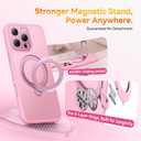 360 Spin Magnetic Stand for iPhone 16 Pro Case, Fit for MagSafe, All Around 4X Military-Grade Protection, Full Camera Protection, Anti-Slip Slim Phone Cover for iPhone 16 Pro 6.9", Chalk Pink