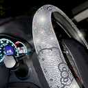 Ultra Bling Rhinestones Especially Shiny Cat Steering Wheel Cover (Silver)