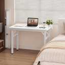 Need 39.4 Inch Folding Desk for Small Spaces, Home Office Computer Desk with White Wood Top & Metal Frame, Foldable Writing Table for Study, Bedroom, Dorm Room & Student