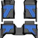AOMSAZTO Floor Mats for Ford Ranger SuperCrew Cab 2024 2025 2026, 1st & 2nd Row All Weather Protection Car Liners Waterproof Anti Skid Mats (Blue)