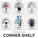 BRAINWAVZ Mini Circular Corner Shelf Mount for Security Cameras, Baby Monitors, Speakers, Plants & More, Universal Holder, Strong Adheasive, No Mess, Screwless (White)