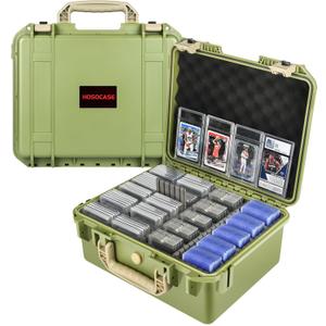 Graded Card Case Storage Box: Sports Trading Cards Holder for PSA BGS SGC Slabs, Baseball Football MTG Deck Booster Magic Binder Card Organizer with Dividers, Collector Carry Display Box (800+ Cards) (Large Green)