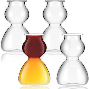 Mumufy 4 Pcs Double Bubble Shot Glass 4 oz Clear Bubble Glasses Jigger Funny Novelty Split Shot Cups for Smooth Tasty Cocktail Whiskey Party Bar Decor