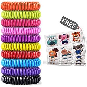 Mosquito Bracelet 20 Pack with 4 Patches, Waterproof Bug Repellent Wrist Bands, Fit for Kids & Adults, Natural Ingredients and Deet-Free,pest Control, Safe Indoor Outdoor Protection