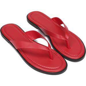 Flip Flops for Women Comfortable Slip on Open Toe Thong Sandals Casual Summer Dress Flats Sandal Shoes. (Red, Us 8.5)